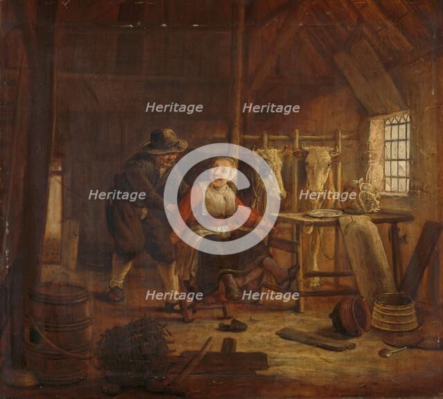 Flirtation in a Cowshed, 1645-1672. Creator: Govert Dircksz. Camphuysen.