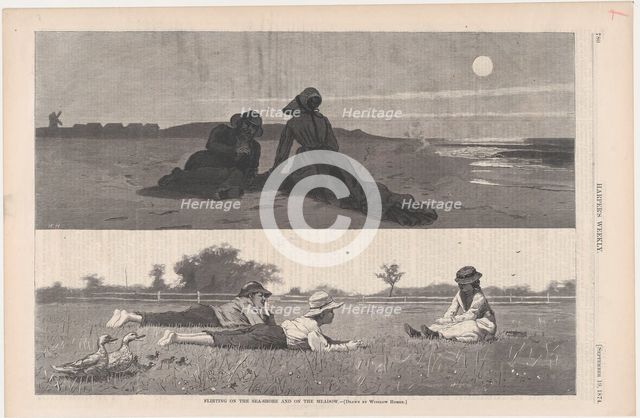 Flirting on the Sea-Shore and on the Meadow (Harper's Weekly, Vol. XVIII), September 19, 1874. Creator: Unknown.