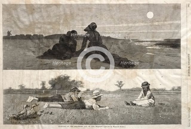 Flirting on the Seashore and on the Meadow, 1874. Creator: Winslow Homer (American, 1836-1910).