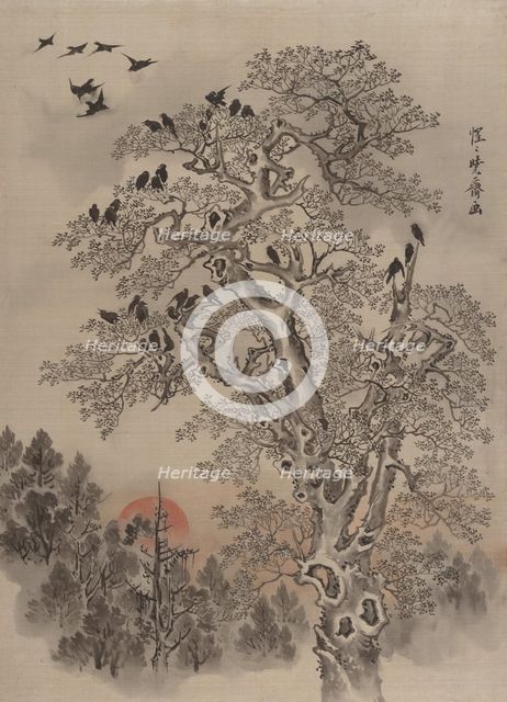 Flock of Crows at Dawn, ca. 1887. Creator: Kawanabe Kyosai.