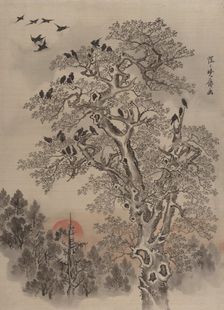 Flock of Crows at Dawn, ca. 1887. Creator: Kawanabe Kyosai