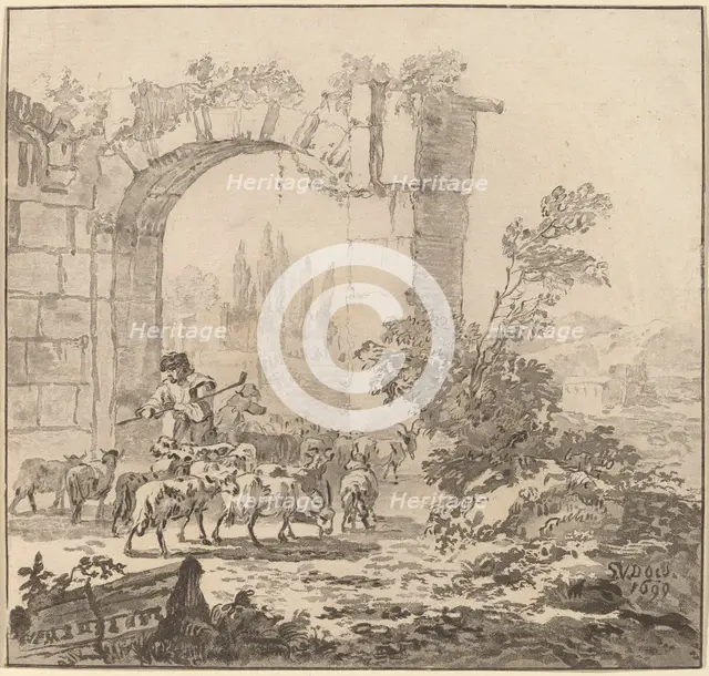 Flock of Goats, 1781, published 1786. Creator: Cornelis Brouwer.