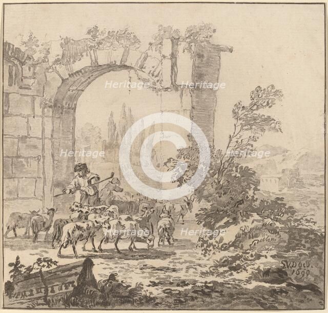 Flock of Goats, 1781, published 1786. Creator: Cornelis Brouwer.