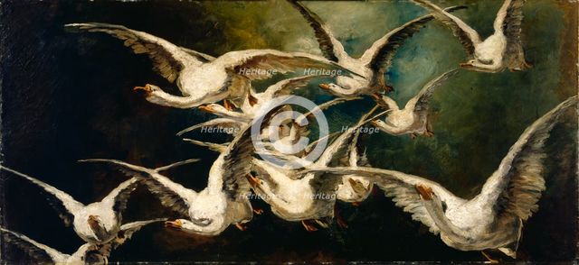 Flock of Geese, ca. 1883. Creator: Elizabeth Nourse.