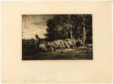 Flock of Sheep at the Edge of a Wood, 1877. Creator: Charles Emile Jacque