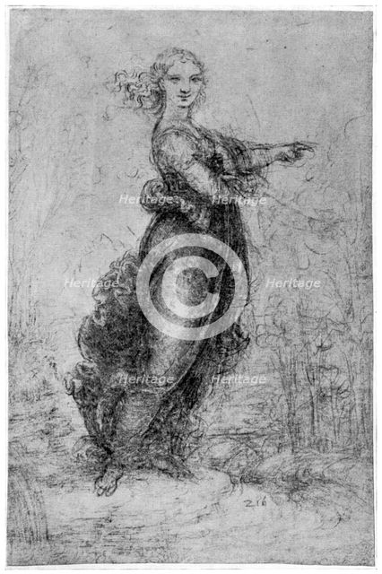 Floating female figure, late 15th or early 16th century (1954).Artist: Leonardo da Vinci