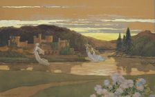 Floating nymphs by a castle. Creator: Sonrel, Elisabeth (1874-1953)