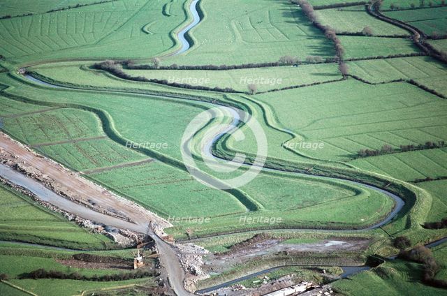 Flood defences alongside the Congresbury Yeo River, Phipps Bridge, North Somerset, 1970 Artist: Jim Hancock.