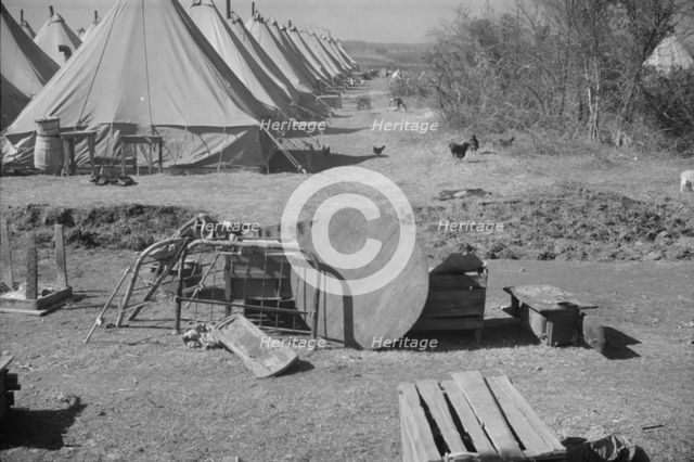 Flood refugee encampment at Forrest City, Arkansas, ca. 1937. Creator: Walker Evans.