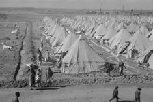Flood refugee encampment at Forrest City, Arkansas, ca. 1937. Creator: Walker Evans