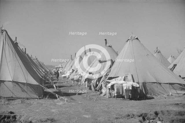 Flood refugee encampment at Forrest City, Arkansas, ca. 1937. Creator: Walker Evans.