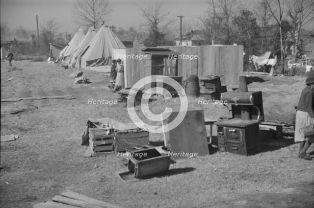 Flood refugee encampment at Forrest City, Arkansas, ca. 1937. Creator: Walker Evans.