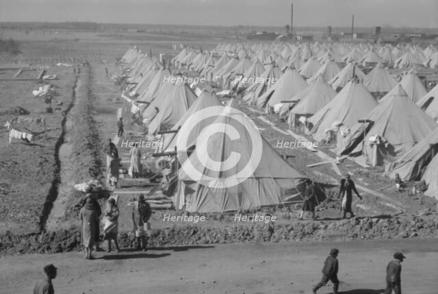 Flood refugee encampment at Forrest City, Arkansas, ca. 1937. Creator: Walker Evans.