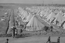 Flood refugee encampment at Forrest City, Arkansas, ca. 1937. Creator: Walker Evans