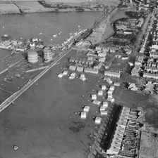 Flooding around Langer Road, Felixstowe, Suffolk, 1953. Artist: Aerofilms