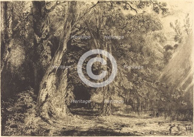 Flooding in the Forest of the Ile Séguin, c. 1833. Creator: Paul Huet.