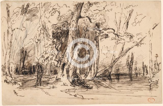Flooding in the Forest of the Ile Séguin, c. 1833. Creator: Paul Huet.