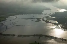 Flooding on the River Derwent at Wheldrake Ings, York, 2023. Creator: Robyn Andrews