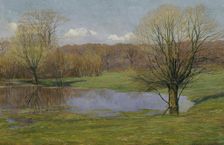 Floodplain landscape in early spring, 1927. Creator: Max Kahrer