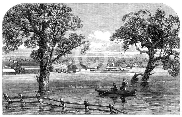 Floods at Melbourne, Australia: Punt Road, Richmond, 1864. Creator: Unknown.