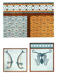 Floor paintings in the palace at Tiryns, Greece, (1928). Creator: Unknown