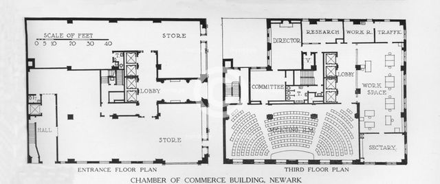 Floor plans, Chamber of Commerce Building, Newark, New Jersey, 1924. Artist: Unknown.