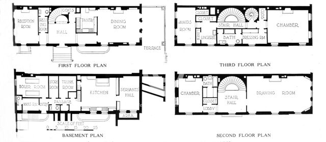 Floor plans, house of Mrs WK Vanderbilt, New York City, 1924. Artist: Unknown.