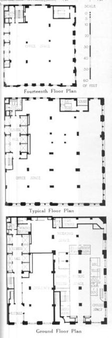 Floor plans, Johns-Manville Building, New York City, 1924