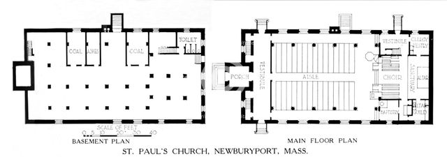 Floor plans, St Paul's Church, Newburyport, Massachusetts, 1924. Artist: Unknown.
