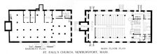 Floor plans, St Paul's Church, Newburyport, Massachusetts, 1924