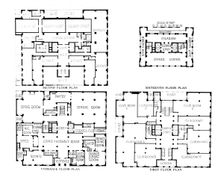 Floor plans, the Fraternity Clubs Building, New York City, 1924