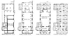 Floor plans, University Club Building, Los Angeles, California, 1923