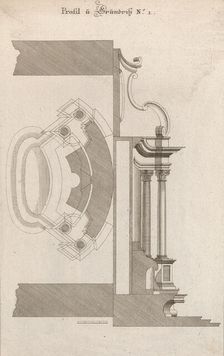 Floorplan and Side View of an Altar, Plate a (2) from Unterschiedliche Neu..., Printed ca. 1750-56. Creator: Johann Michael Leüchte