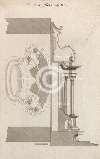 Floorplan and Side View of an Altar, Plate a (2) from 'Unterschiedliche Neu..., Printed ca. 1750-56. Creator: Johann Michael Leüchte.