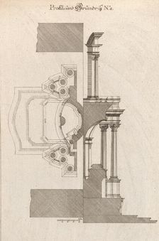 Floorplan and Side View of an Altar, Plate b (2) from Unterschiedliche Neu..., Printed ca. 1750-56. Creator: Johann Michael Leüchte