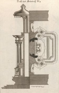 Floorplan and Side View of an Altar, Plate d (2) from Unterschiedliche Neu..., Printed ca. 1750-56. Creator: Georg Gottfried Winckler