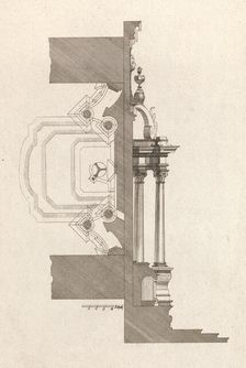 Floorplan and Side View of an Altar, Plate f (2) from Unterschiedliche Neu..., Printed ca. 1750-56. Creator: Johann Michael Leüchte