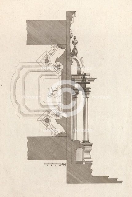 Floorplan and Side View of an Altar, Plate f (2) from 'Unterschiedliche Neu..., Printed ca. 1750-56. Creator: Johann Michael Leüchte.