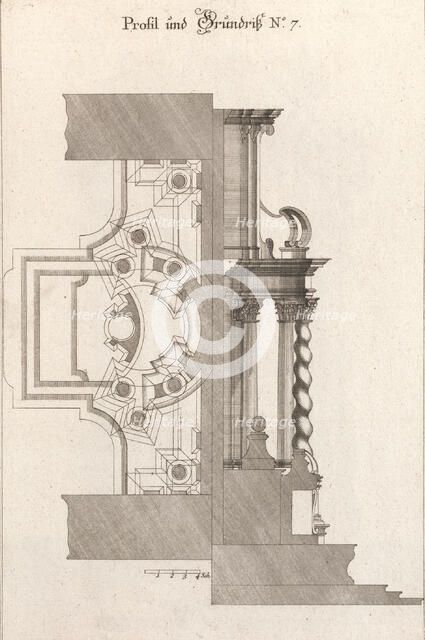 Floorplan and Side View of an Altar, Plate g (2) from 'Unterschiedliche Neu..., Printed ca. 1750-56. Creator: Johann Michael Leüchte.