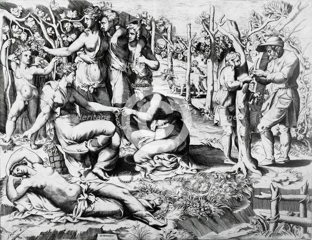 Flora and Her Nymphs, c1546. Creator: Giulio Bonasone.