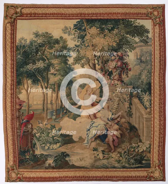 Flora and Zephyrus (from Set of Ovid's Metamorphoses), 1704-1731. Creator: Gobelins (French).