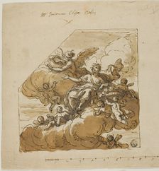 Flora Design for Closet Ceiling (left) and Statue of Apollo Design for Blank Niche (right), for..., Creator: Sir James Thornhill