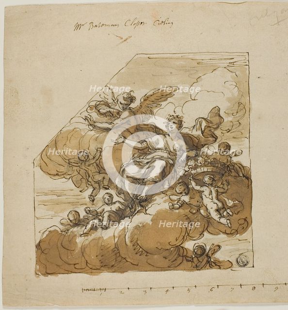 Flora Design for Closet Ceiling (left) and Statue of Apollo Design for Blank Niche (right), for...,  Creator: Sir James Thornhill.