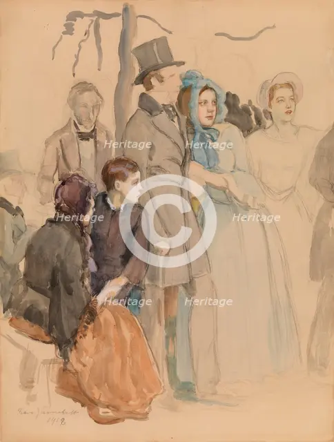 Flora Festival at Kumtähti Field, study for the mural at the University of Helsinki, 1918. Creator: Eero Jarnefelt.