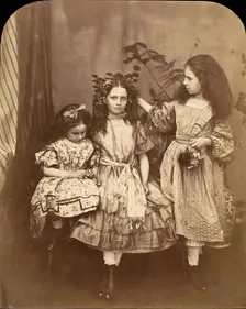 Flora Rankin, Irene MacDonald, and Mary Josephine MacDonald at Elm Lodge, July 1863. Creator: Lewis Carroll