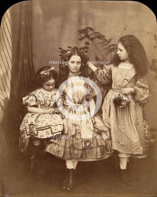 Flora Rankin, Irene MacDonald, and Mary Josephine MacDonald at Elm Lodge, July 1863. Creator: Lewis Carroll.