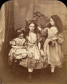 Flora Rankin, Irene MacDonald, and Mary Josephine MacDonald at Elm Lodge, July 1863. Creator: Lewis Carroll