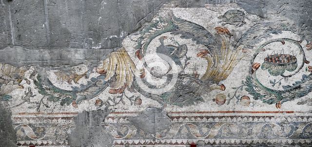 Floral border, mosaic pavement in the Great Palace of Constantinople, 4th-6th century. Creator: LTL.