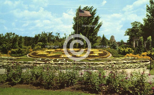 Floral clock, Forest Park, St Louis, Missouri, USA, 1957. Artist: Unknown