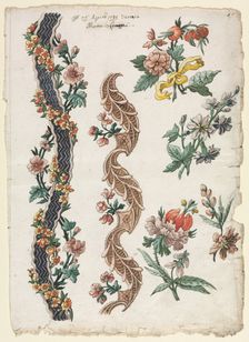 Floral Designs and Floral Bands, 1784. Creator: Giacomo Cavenezia (Italian)